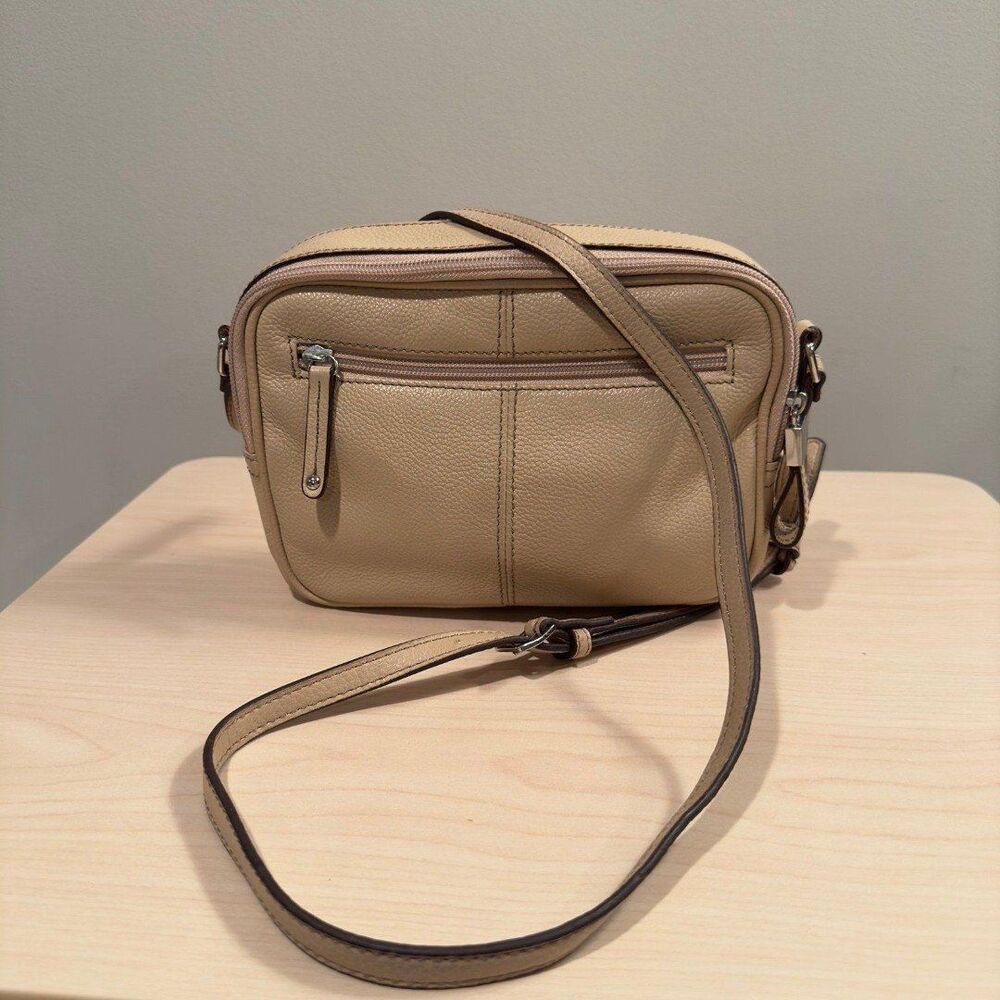 Tan Genuine Leather Crossbody Handbag